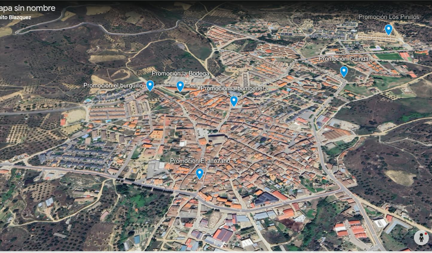 Adosado doble con piscina - vista aérea